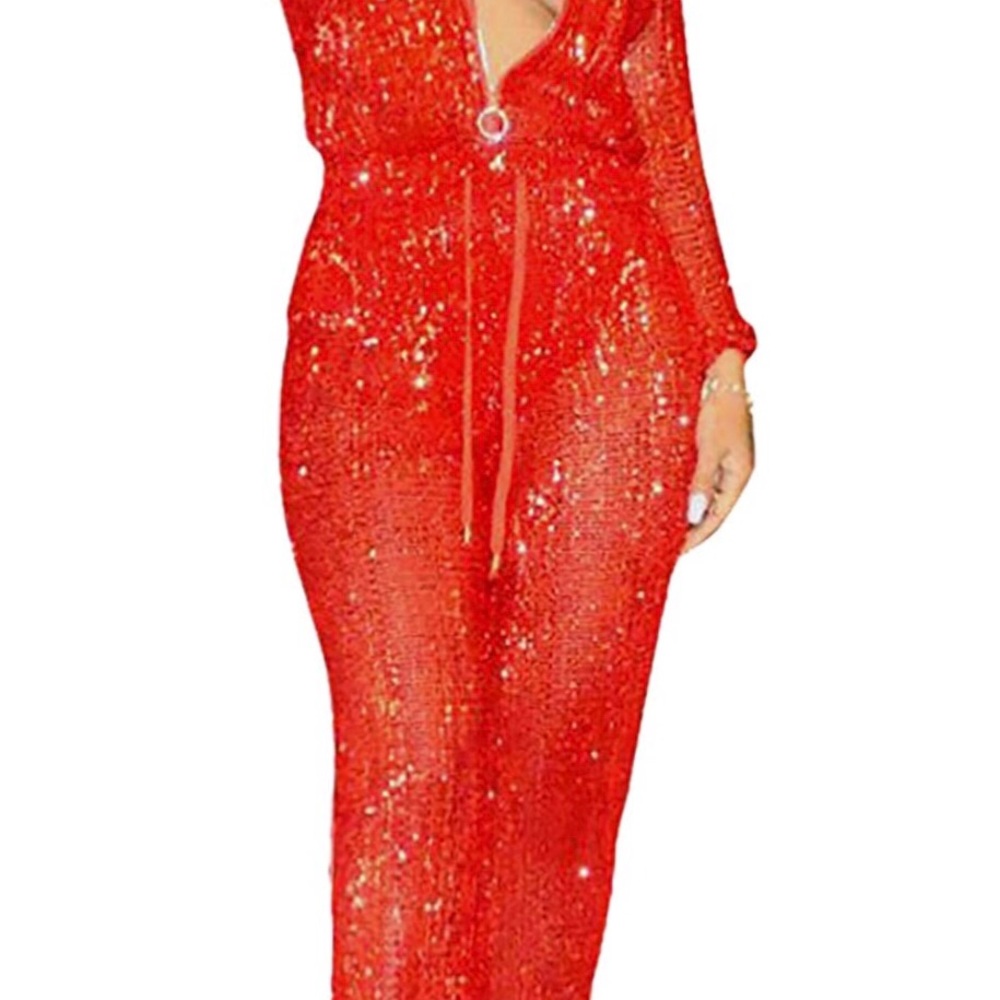 Red Sequin Jumpsuit PERFECT FOR VALENTINE’s DAY❤️ - Picture 5 of 9